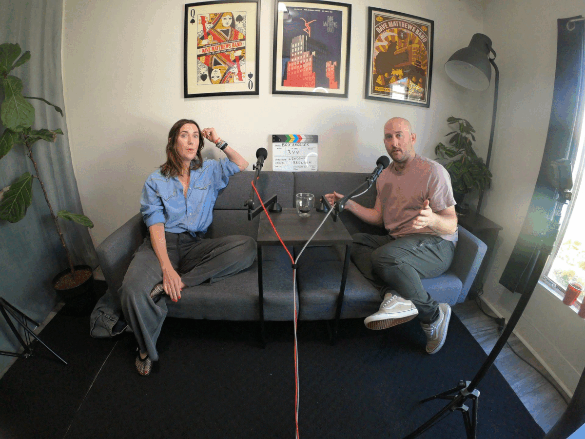 Lindsay Bronson on the Box Angeles podcast Lindsay Bronson and Mike Elder